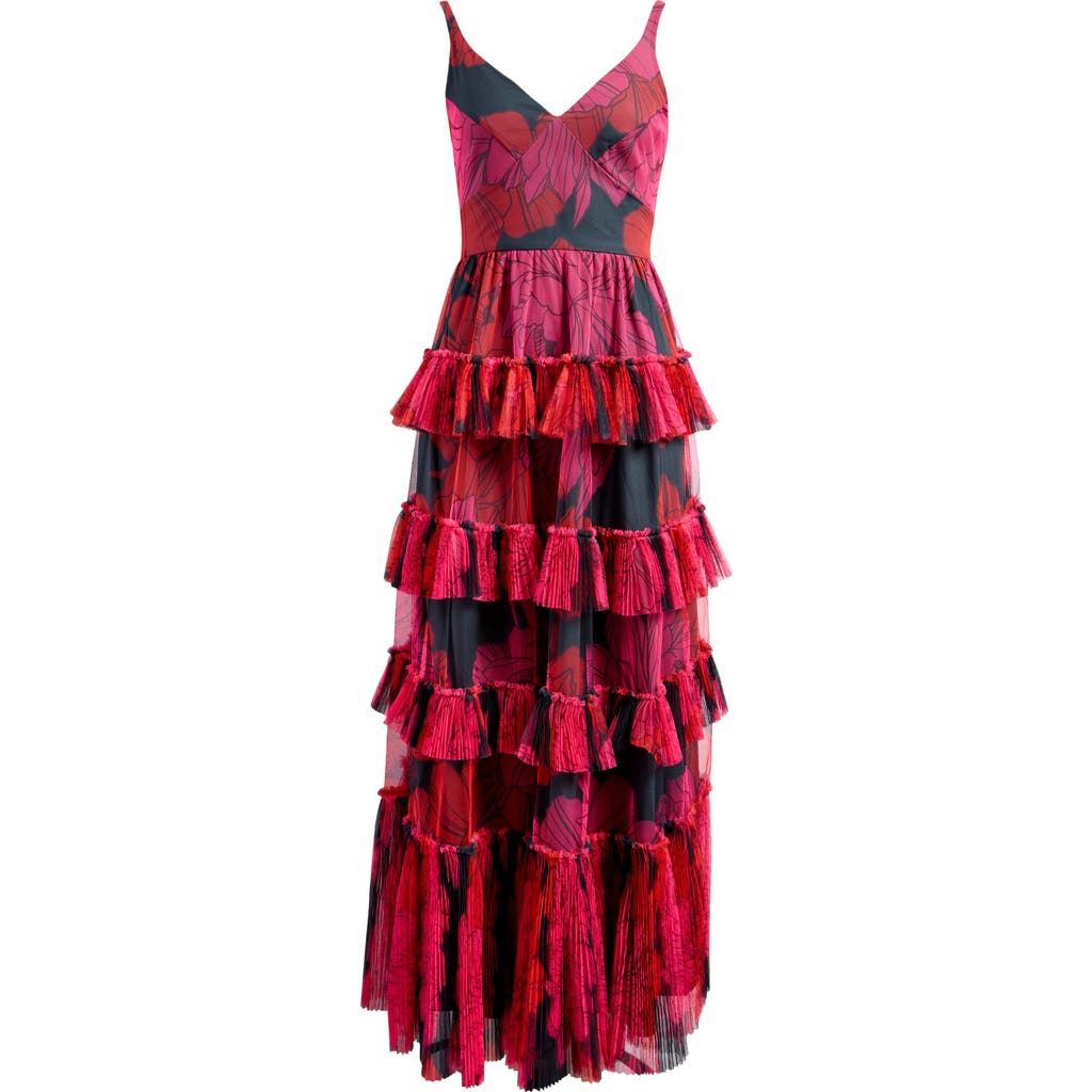 HUTCH HUTCH FREYA TULLE PLISSÉ RUFFLE GOWN