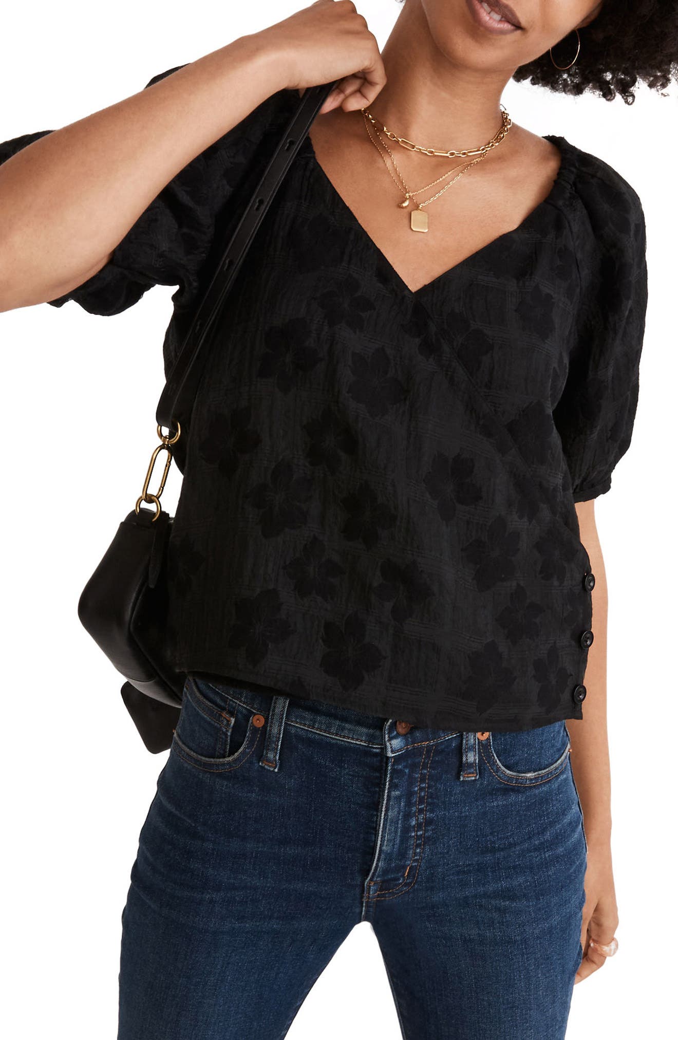 Madewell Floral Jacquard Puff Sleeve 