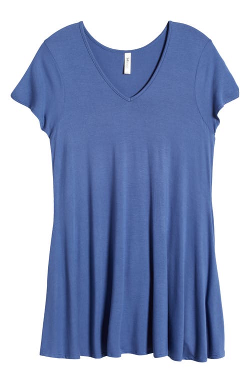 24seven Comfort Apparel V-neck Jersey Swing Top In Blue