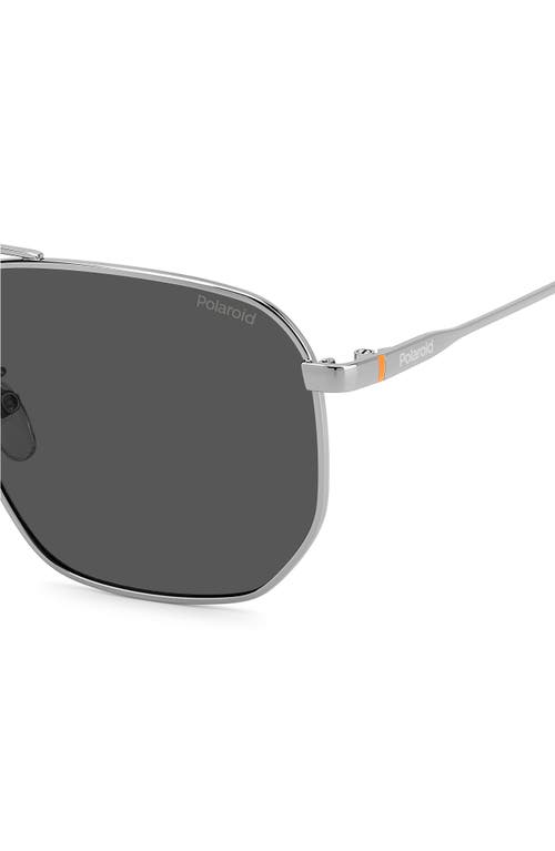 Polaroid 59mm Polarized Rectangular Sunglasses In Dark Ruthen/gray Polar