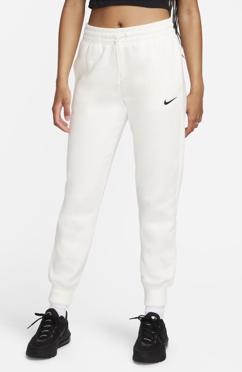 Nike Women's  Sportswear Phoenix Fleece Mid-rise Sweatpants In Sail/black