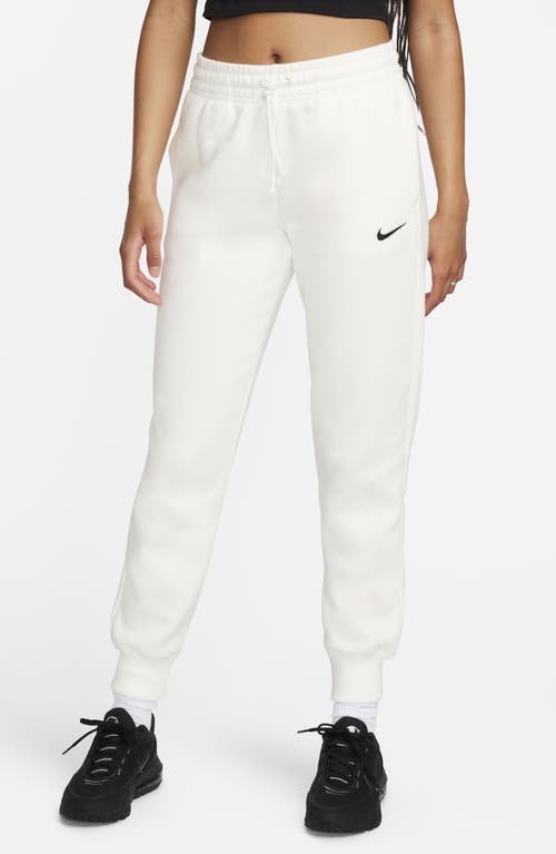 Shop Nike Sportswear Phoenix Fleece Mid Rise Joggers In Sail/black