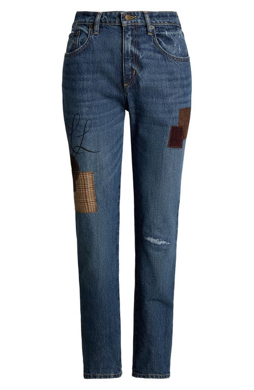 Shop Lauren Ralph Lauren Patch Ankle Tapered Boyfriend Jeans In Harvest Wash