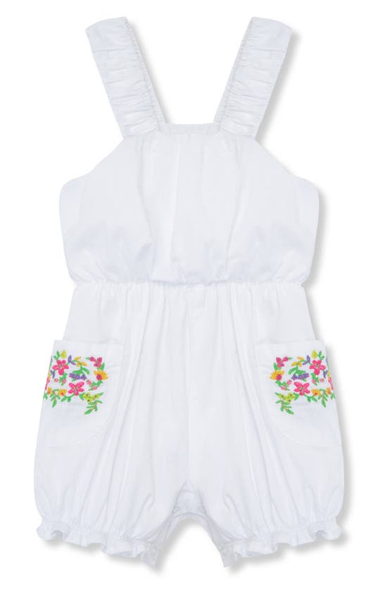 Peek Essentials Babies' Floral Embroidered Bubble Romper In White