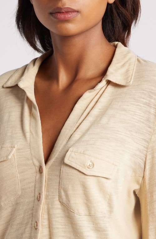 Shop Caslonr Caslon(r) Roll Tab Knit Shirt In Tan Safari