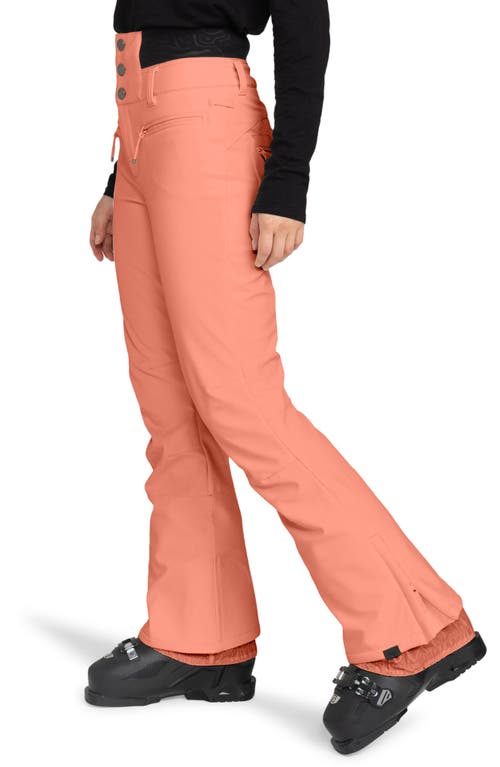 Roxy Rising High Waterproof Shell Snow Pants In Peach Pink