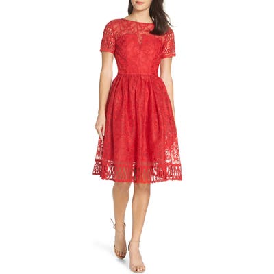 Chi Chi London Crochet Party Dress, Red