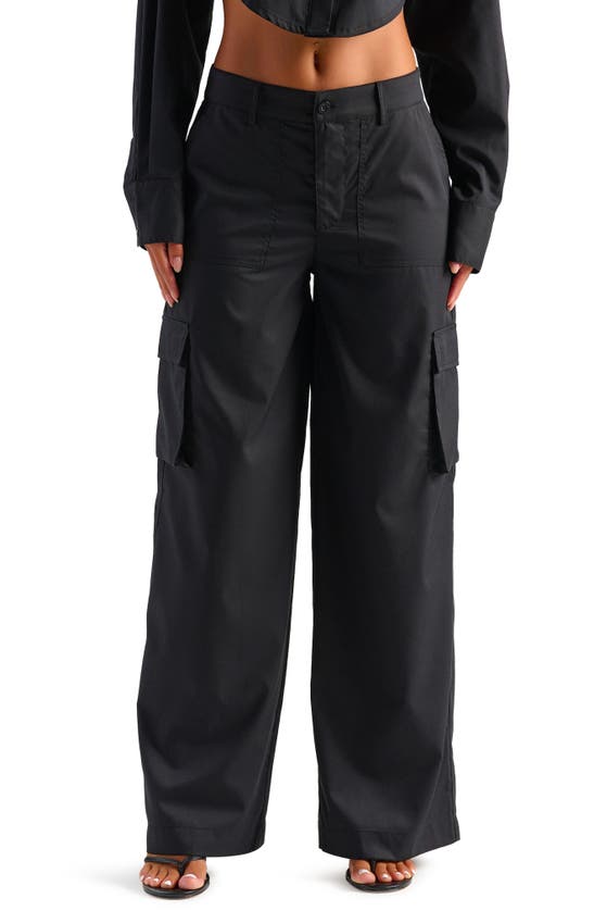 Naked Wardrobe Keep It Casual Wide Leg Cargo Pants In Black