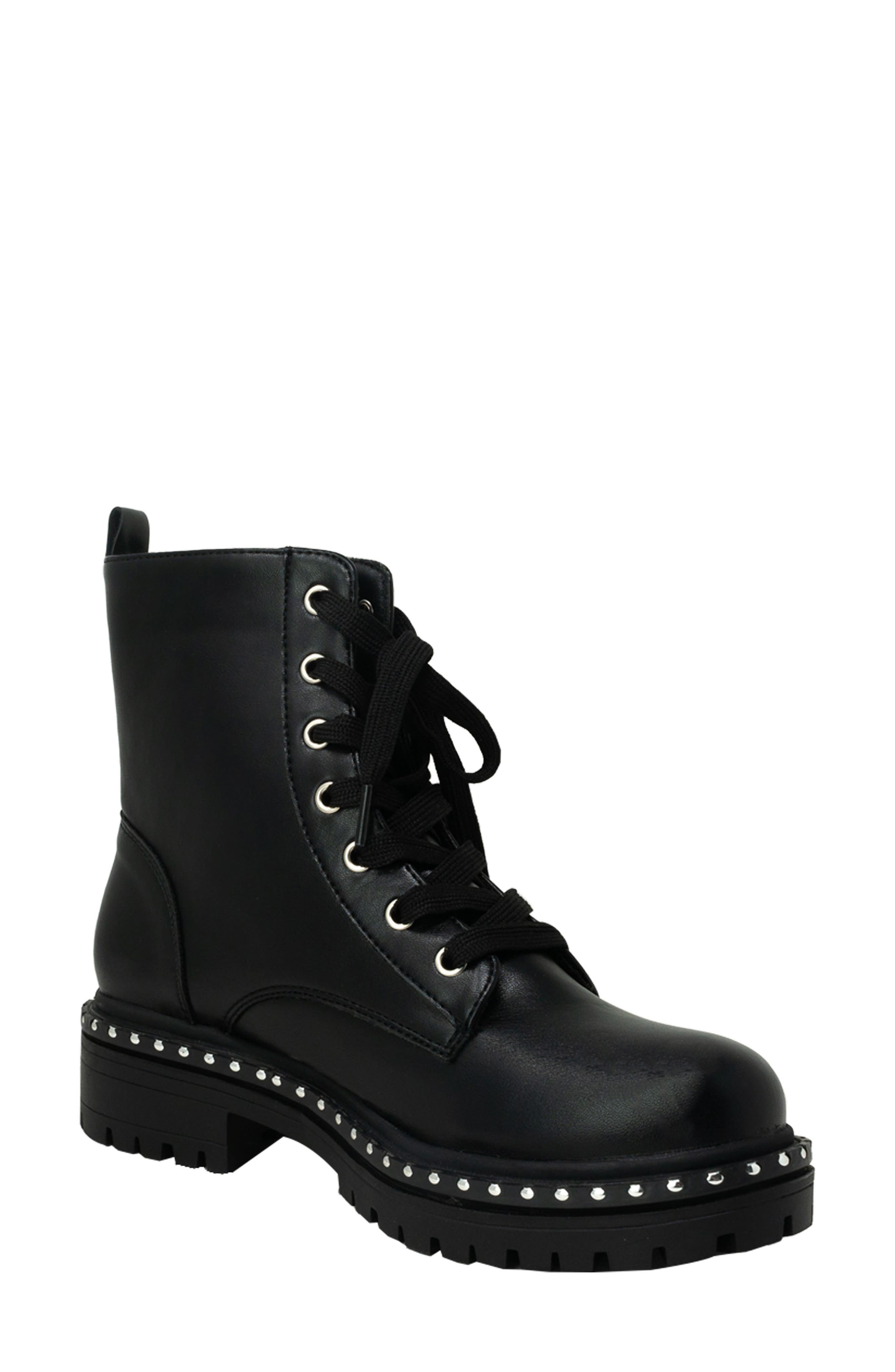 CHASE AND CHLOE Mira Studded Lug Combat Boot (Women) | Nordstromrack