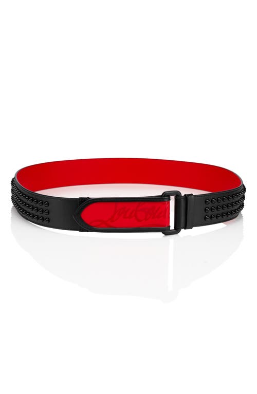 Shop Christian Louboutin Loubi Spike Belt In Black/loubi/black