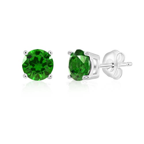Donatello Gian Sterling Silver Round Cut Studs In Red