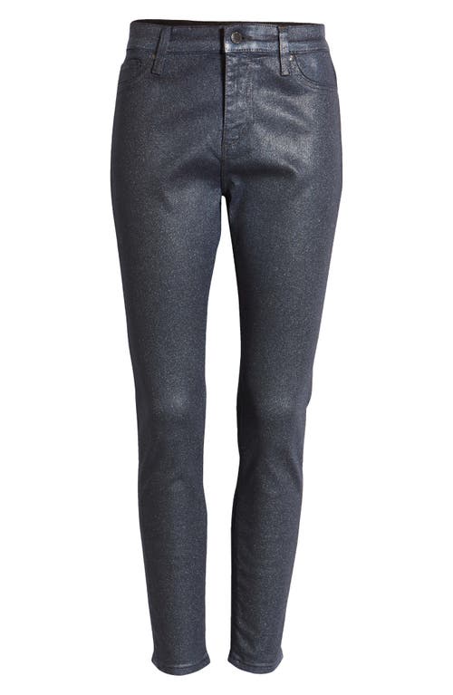 AG AG THE FARRAH HIGH RISE ANKLE SKINNY LEATHER PANEL DENIM PANTS