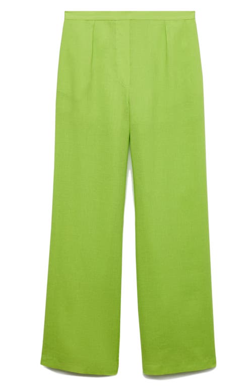 Mango Straight Lyocell Trousers Green In Green