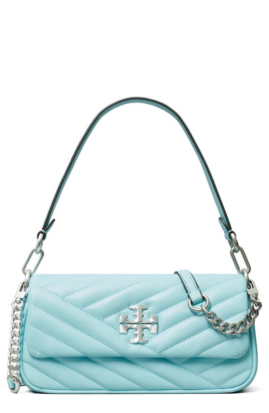 Tory Burch Kira Small Chevron-quilt Flap Shoulder Bag In Light Celeste