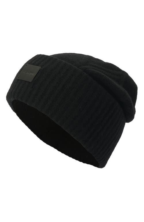 Allsaints Brushed Wool Cable Beanie In Black