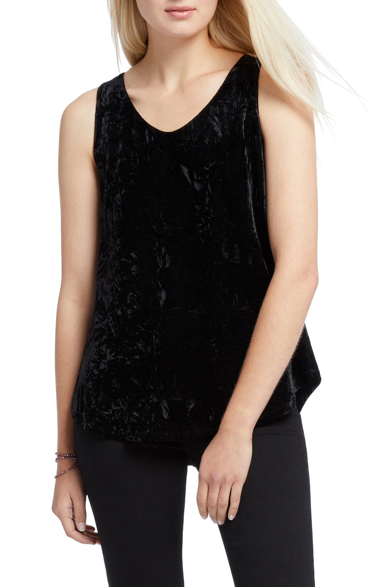 NIC+ZOE Crushed Velvet Tank, Main, color, BLACK ONYX