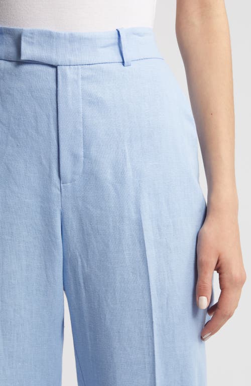 Shop Mango Straight Leg Linen Pants In Pastel Blue