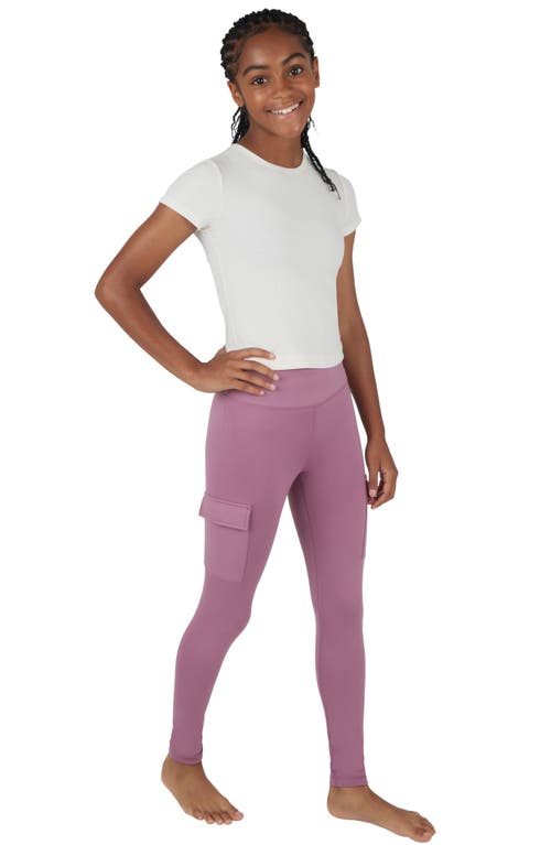 90 Degree By Reflex Kids' 2-pack Cargo Pocket Leggings In Dusky Orchid/black