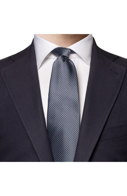 Shop Eton Geometric Silk Jacquard Tie In Navy Blue