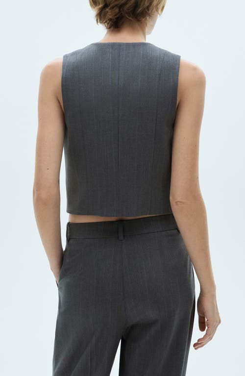 Mango Pinstripe Vest In Grey