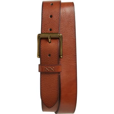 Frye Flat Panel Leather Belt, Cognac
