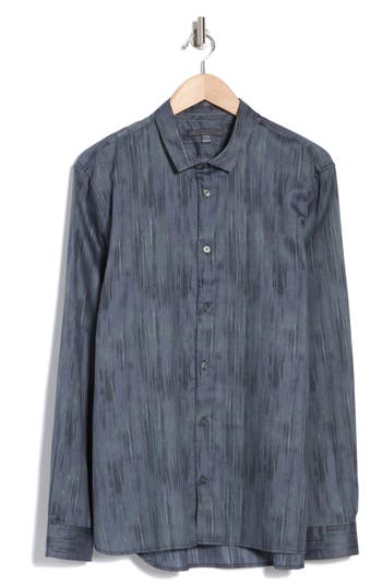 John Varvatos Ross Cotton Shirt In Dusted Blue