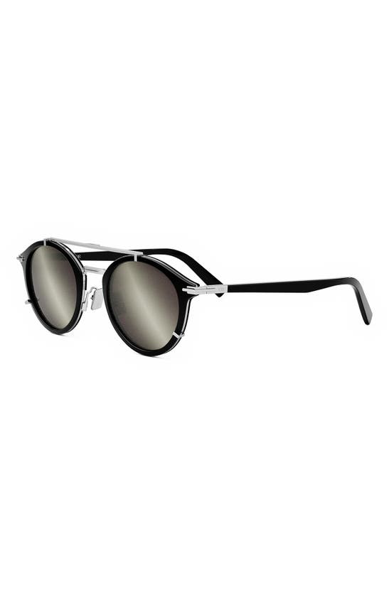 Shop Dior 'blacksuit R7u 50mm Round Sunglasses In Matte Black / Smoke Mirror
