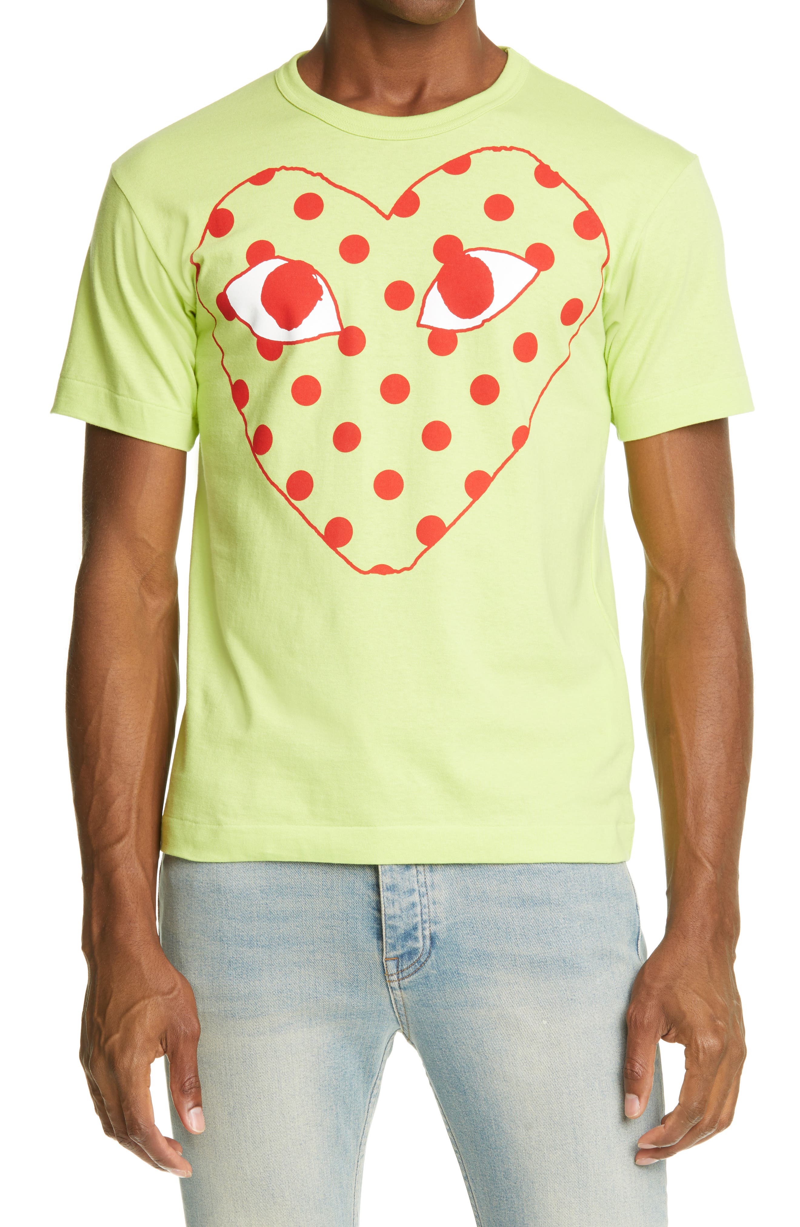 comme des garcons play polka dot heart tee