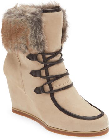 Faux fur wedge on sale boots