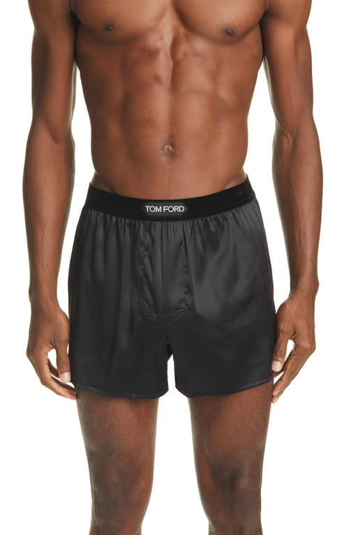 Stretch Silk Boxers in Black