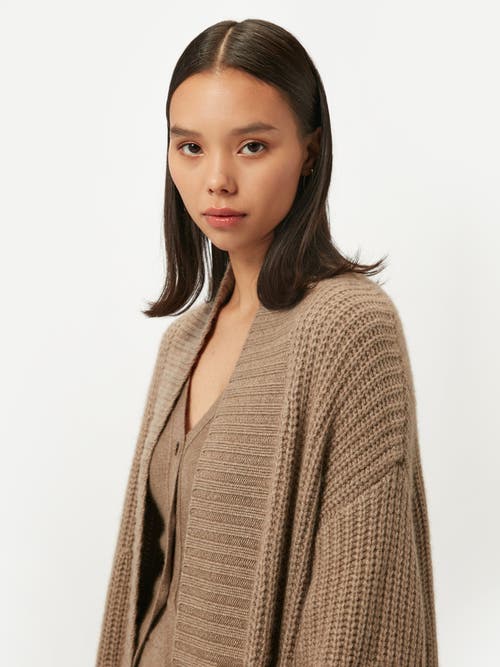 Gobi Mongolian Cashmere Organic Color Open-front Cashmere Cardigan In Taupe
