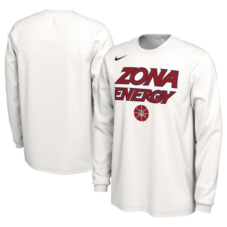 Shop Nike Unisex   White Arizona Wildcats 2024 On-court Bench Energy Long Sleeve T-shirt