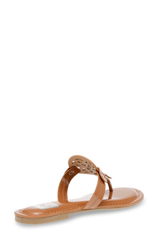 Dolce Vita Gotie Laser Cut Studded Thong Sandal In Cafe Patent