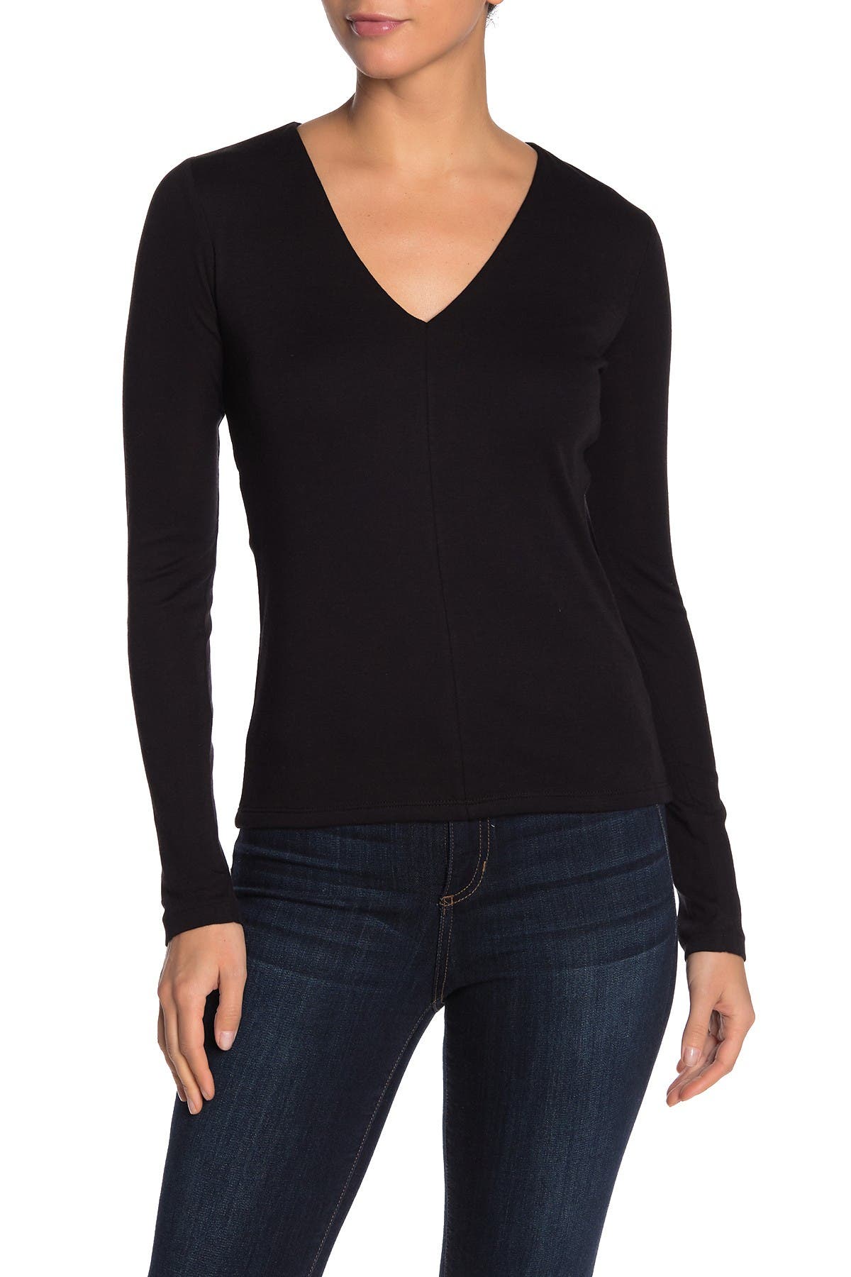 deep v long sleeve shirt