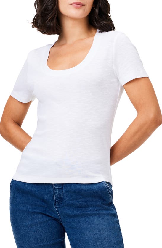 Shop Nzt By Nic+zoe Scoop Neck Cotton Blend T-shirt In Paper White