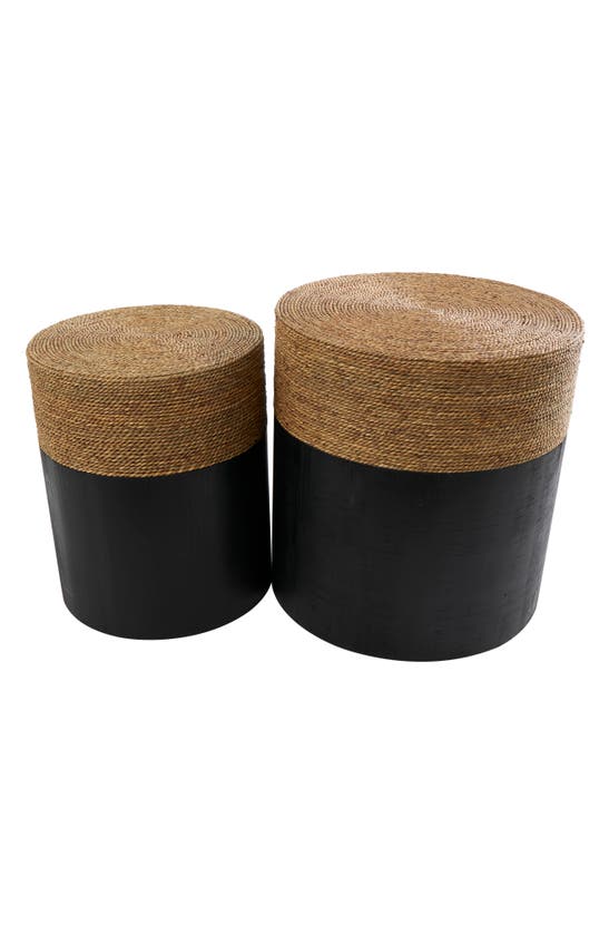 Ginger Birch Studio Set Of Two Black Wood Accent Tables