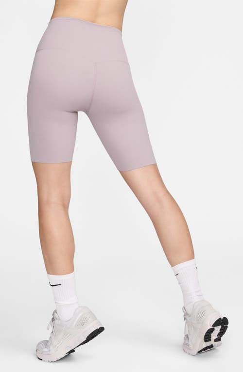 Shop Nike Zenvy Gentle Support High Waist Bike Shorts In Light Violet Ore/black