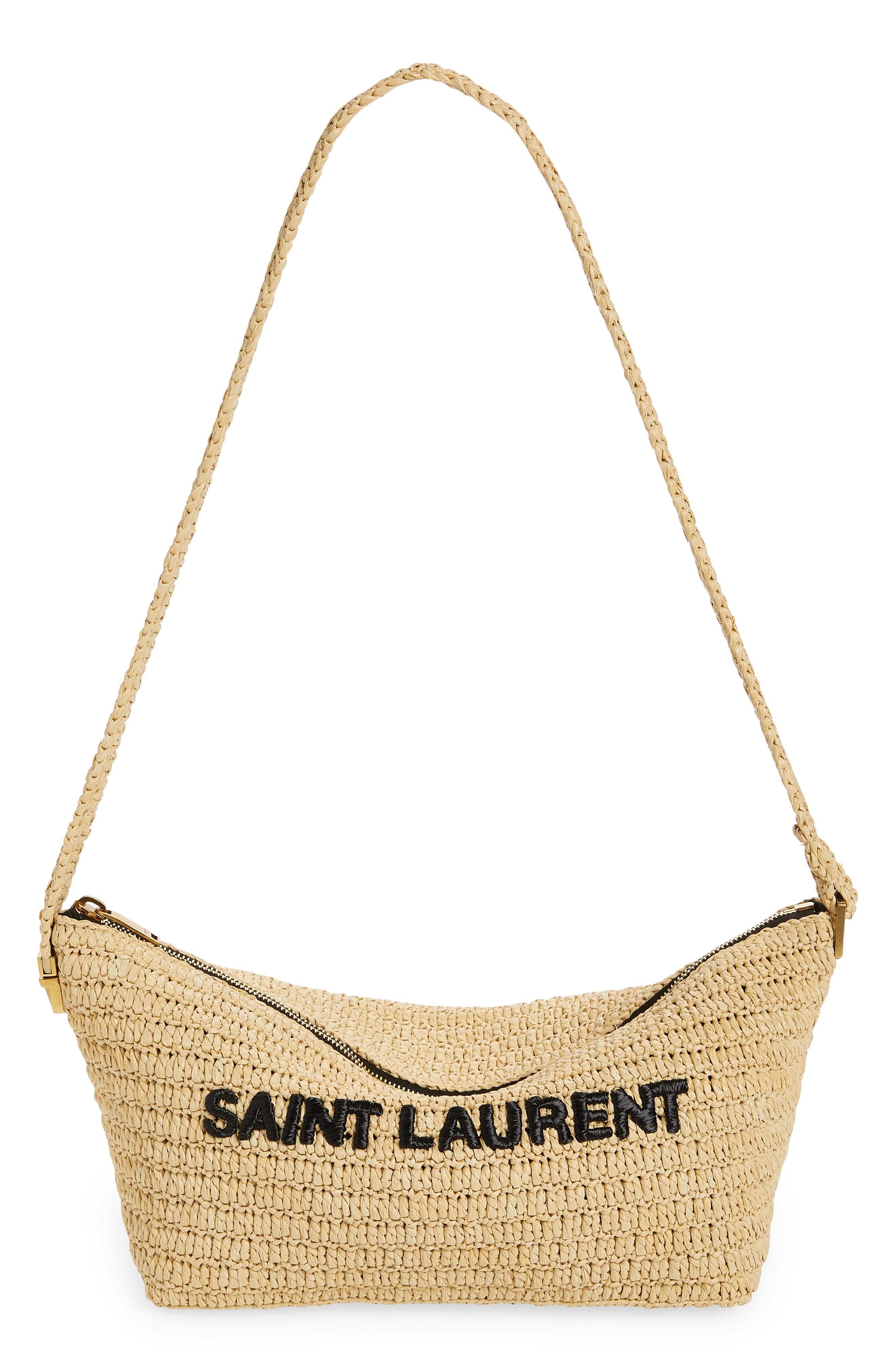 Saint Laurent Tuc Crocheted Shoulder Bag in Rafia