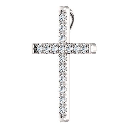Bliss Diamond 1/2 Ct Ex3 Lab Grown Diamond Cross Pendant Necklace 1" Tall 14k Gold In 14k White Gold