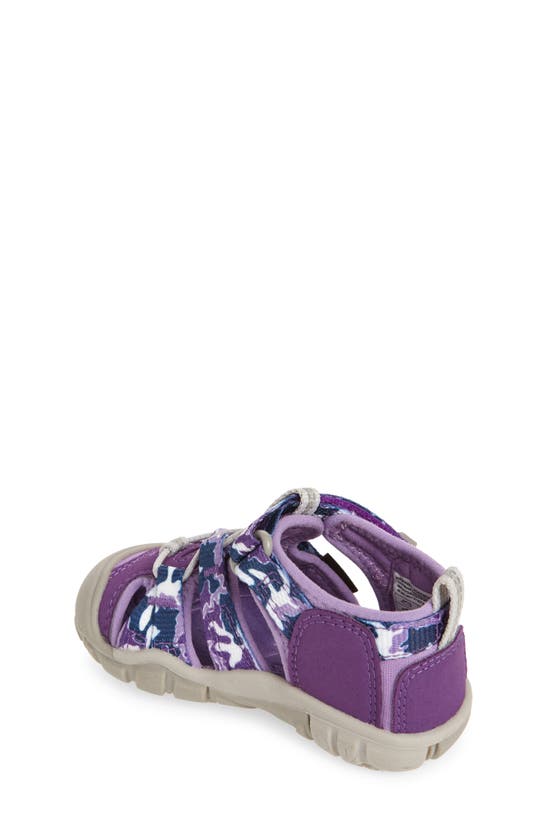 Shop Keen Kids' Seacamp Ii Cnx Water Friendly Sandal In Camo/ Tillandsia Purple