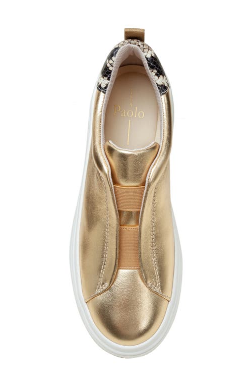 Linea Paolo Golde Platform Sneaker In Dark Gold/natural
