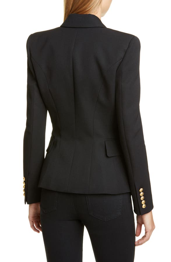 BALMAIN DOUBLE BREASTED WOOL BLAZER,RF0997498 132L