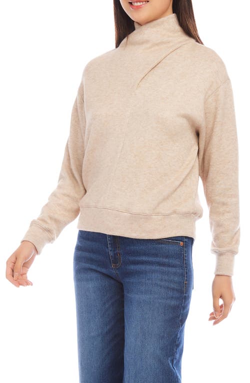 Shop Karen Kane Faux Wrap Mock Neck Sweater In Oatmeal