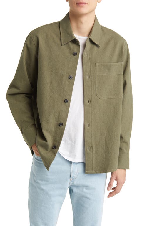 A.P.C. Basile Flannel Button-Up Shirt in Kaki Chine