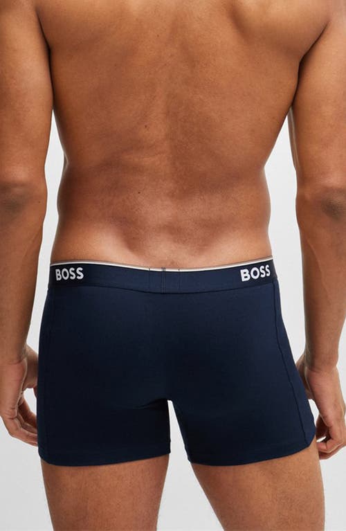 Hugo Boss Boss 3-pack Power Stretch Cotton Boxer Briefs In Blue