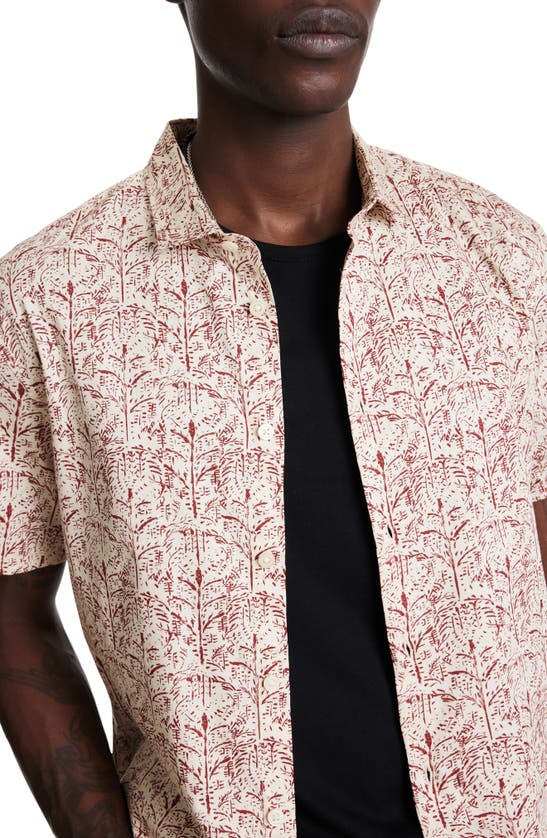 Shop John Varvatos Sean Short Sleeve Button-up Shirt In Cranberry