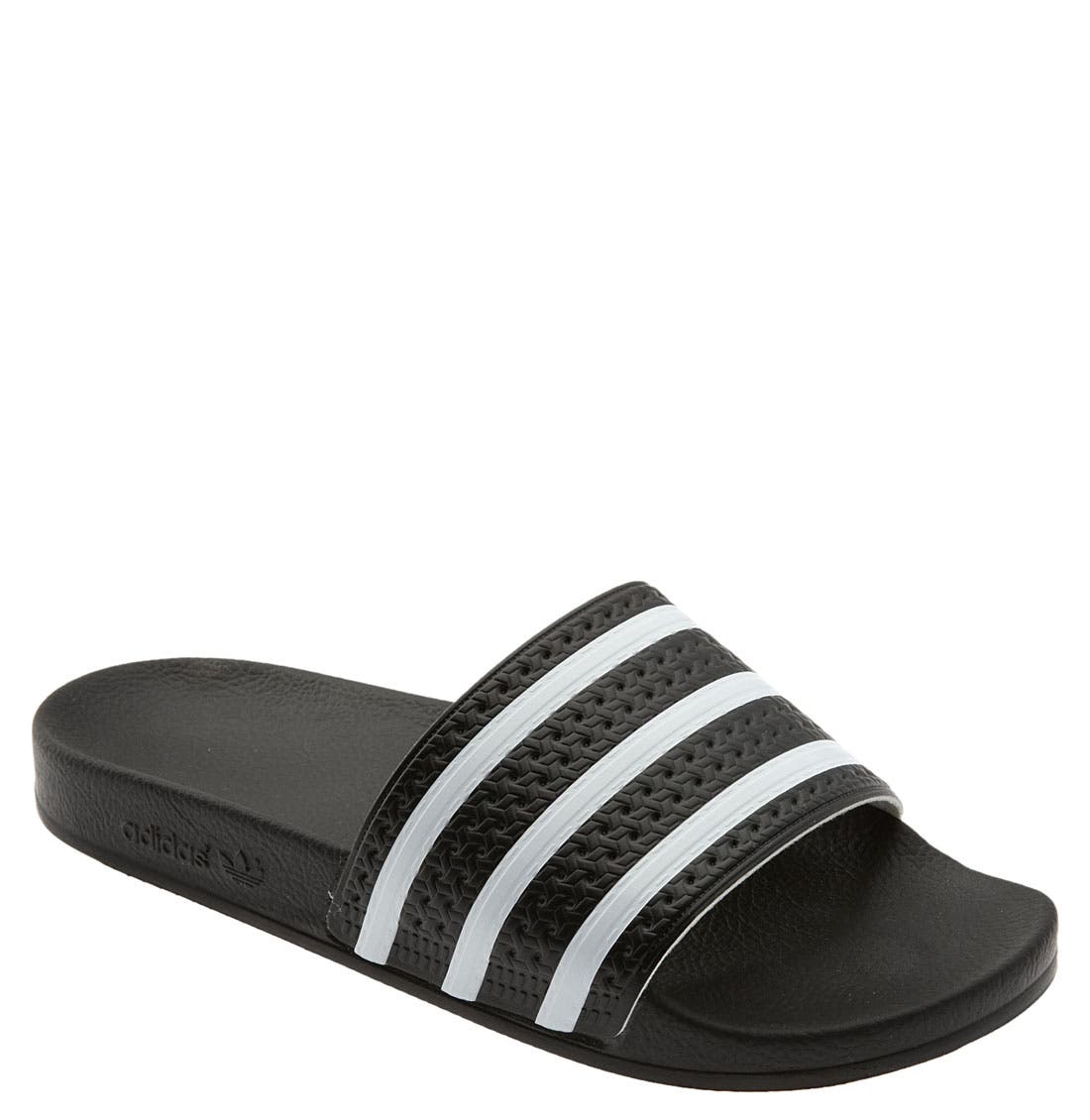 black and white striped slides