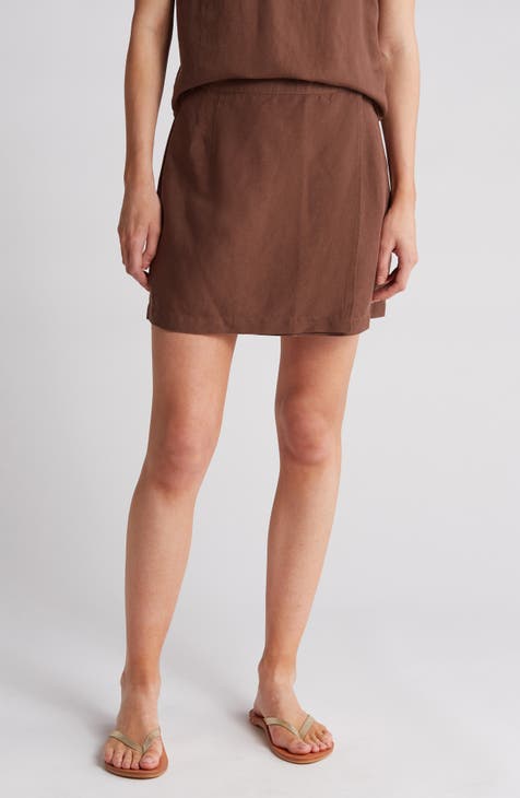 Air Wrap Linen Blend Cover-Up Miniskirt
