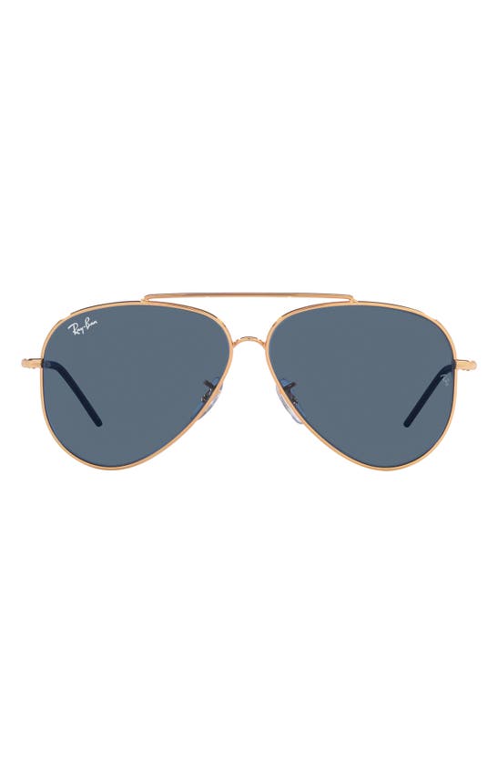 Ray Ban Reverse 62mm Oversize Aviator Sunglasses In Dark Blue