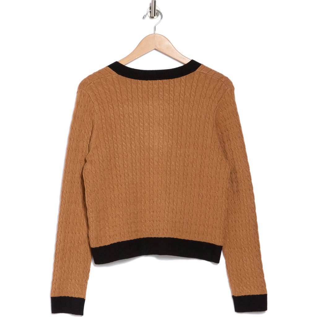 ADRIANNA PAPELL ADRIANNA PAPELL COLORBLOCK CABLE STITCH CARDIGAN
